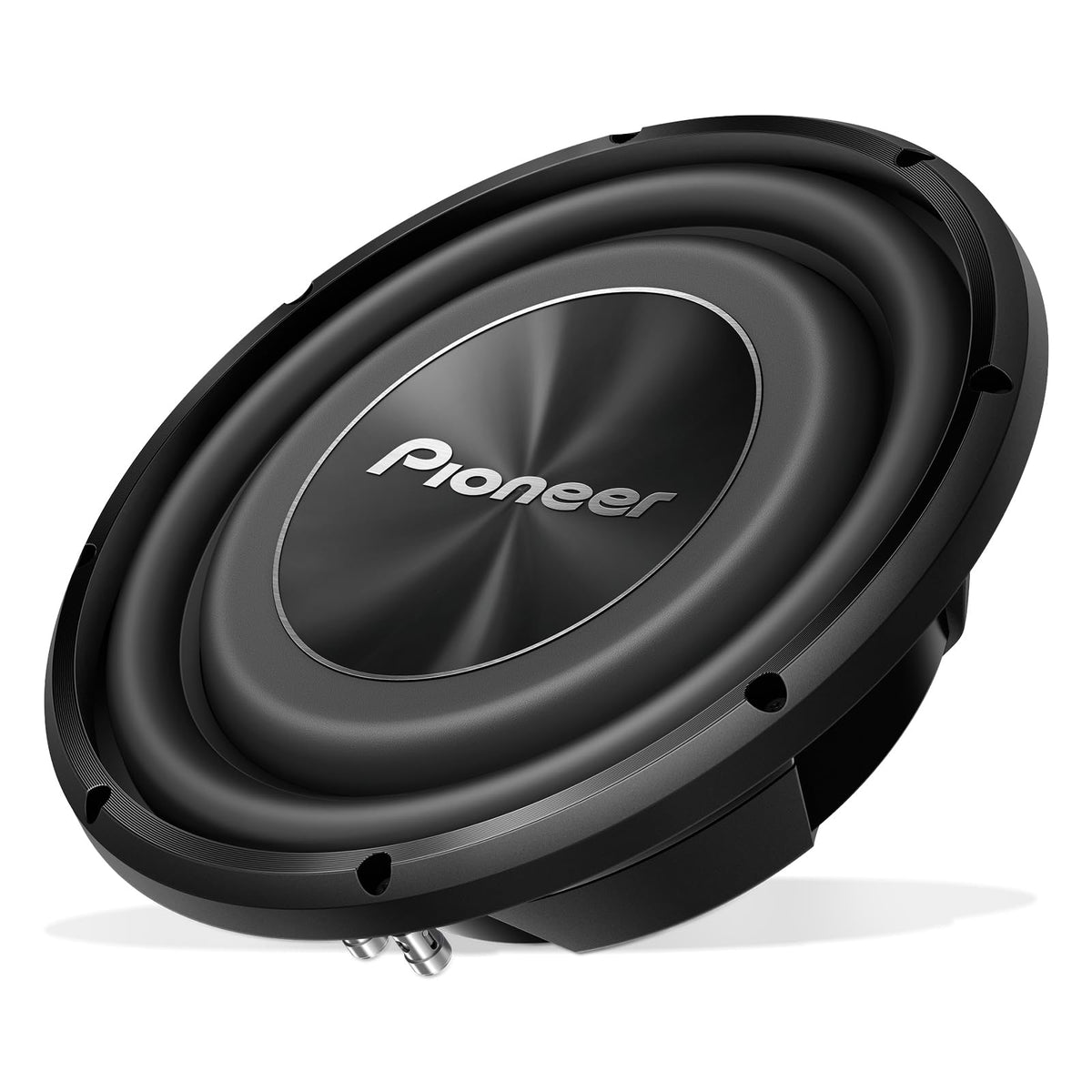 Pioneer TS-A3000LS4 front view shows a compact 12" subwoofer ready for tight-space installation.
