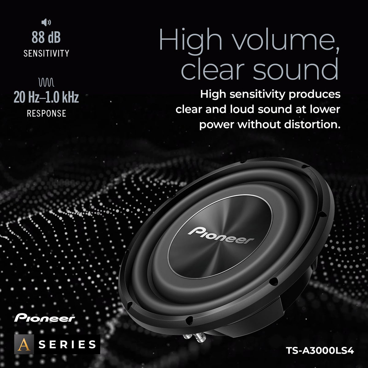 Pioneer TS-A3000LS4 fits in 0.8 cu ft sealed enclosure for space-efficient bass.