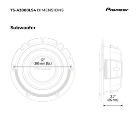 Pioneer TS-A3000LS4 installed behind a seat demonstrates space-saving bass setup.