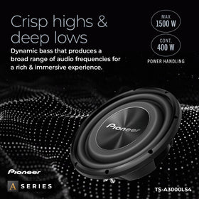 Pioneer TS-A3000LS4 mounting depth around 3.5 inches for shallow installations.