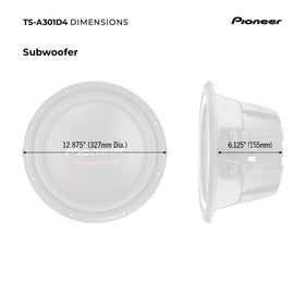 PIONEER TS-A301D4 cutout 11-1/8 inch guide for precise mounting.