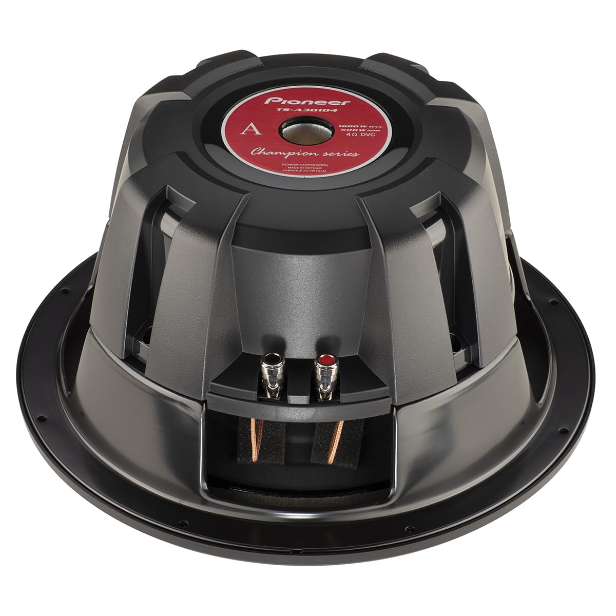 PIONEER TS-A301D4 reinforced basket reduces vibration spread for tight bass.