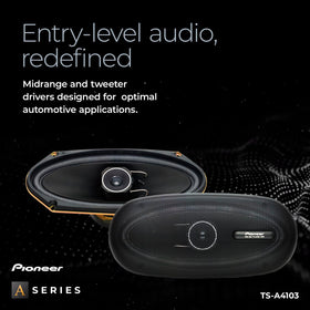 PIONEER TS-A4103 woofer cone emphasizes deep bass without distortion.