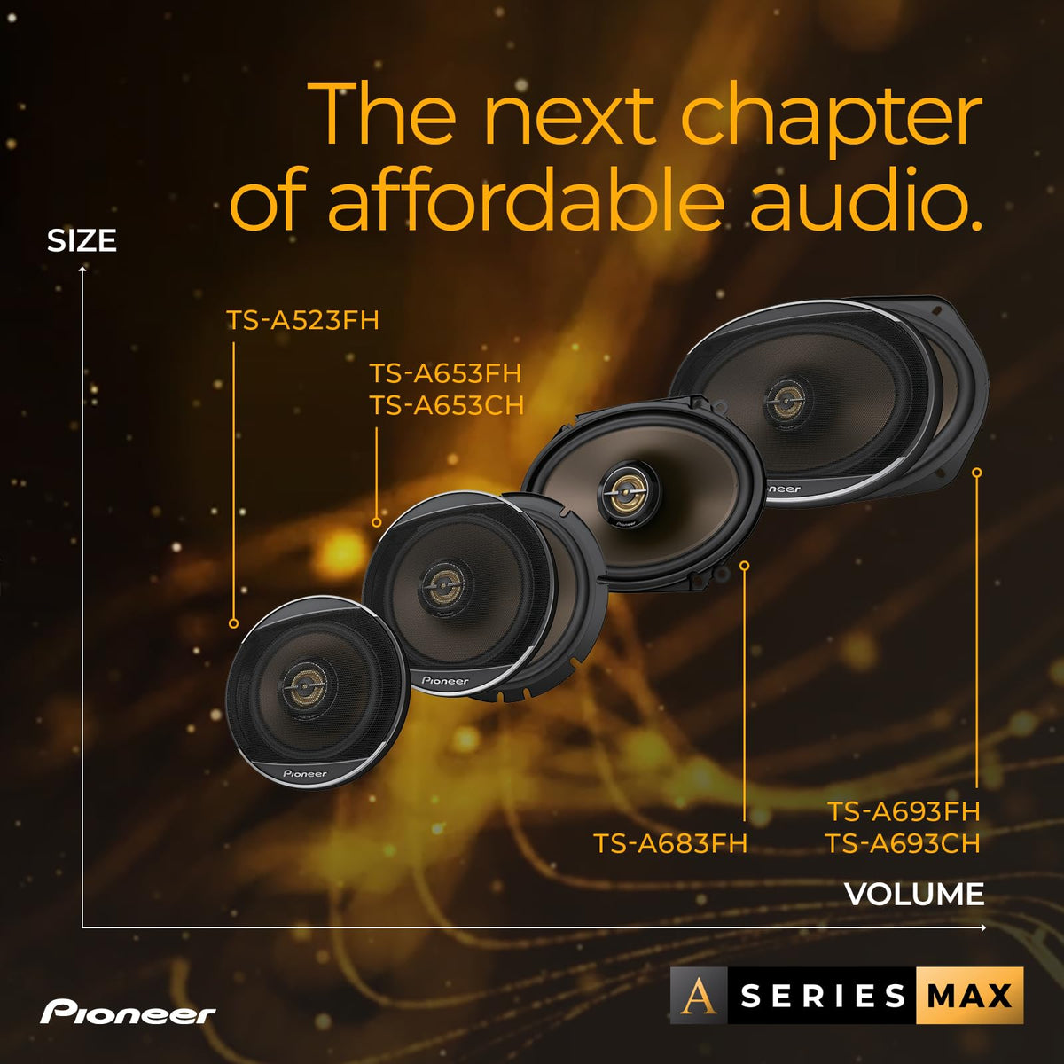 Pioneer TS-A653CH tweeter mounting options for surface or flush fits.