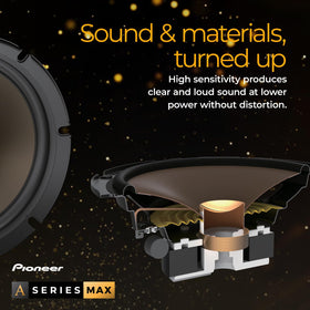 Pioneer TS-A653FH gold cone close-up showcases premium build and cone rigidity
