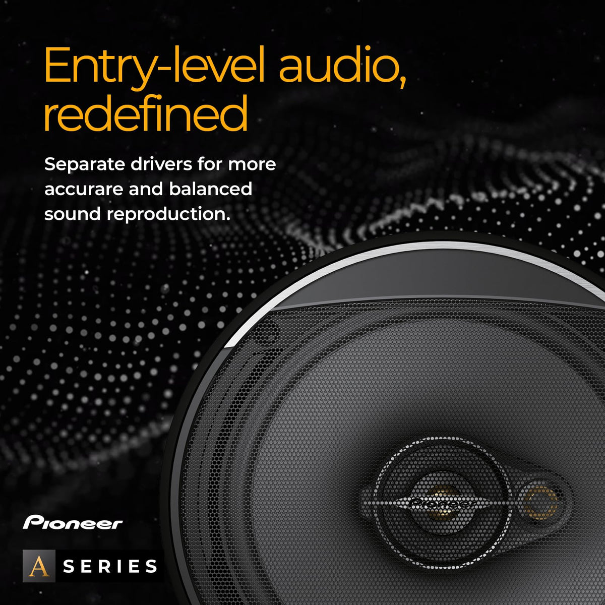 PIONEER TS-A6881F woofer cone detail emphasizes powerful bass potential.