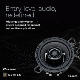 Pioneer TS-A878 tweeter detail showing 25mm dome for crisp high-frequency response