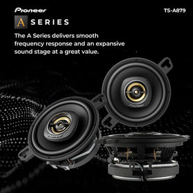Pioneer TS-A879 2-way crossover detail highlights balanced sound reproduction.