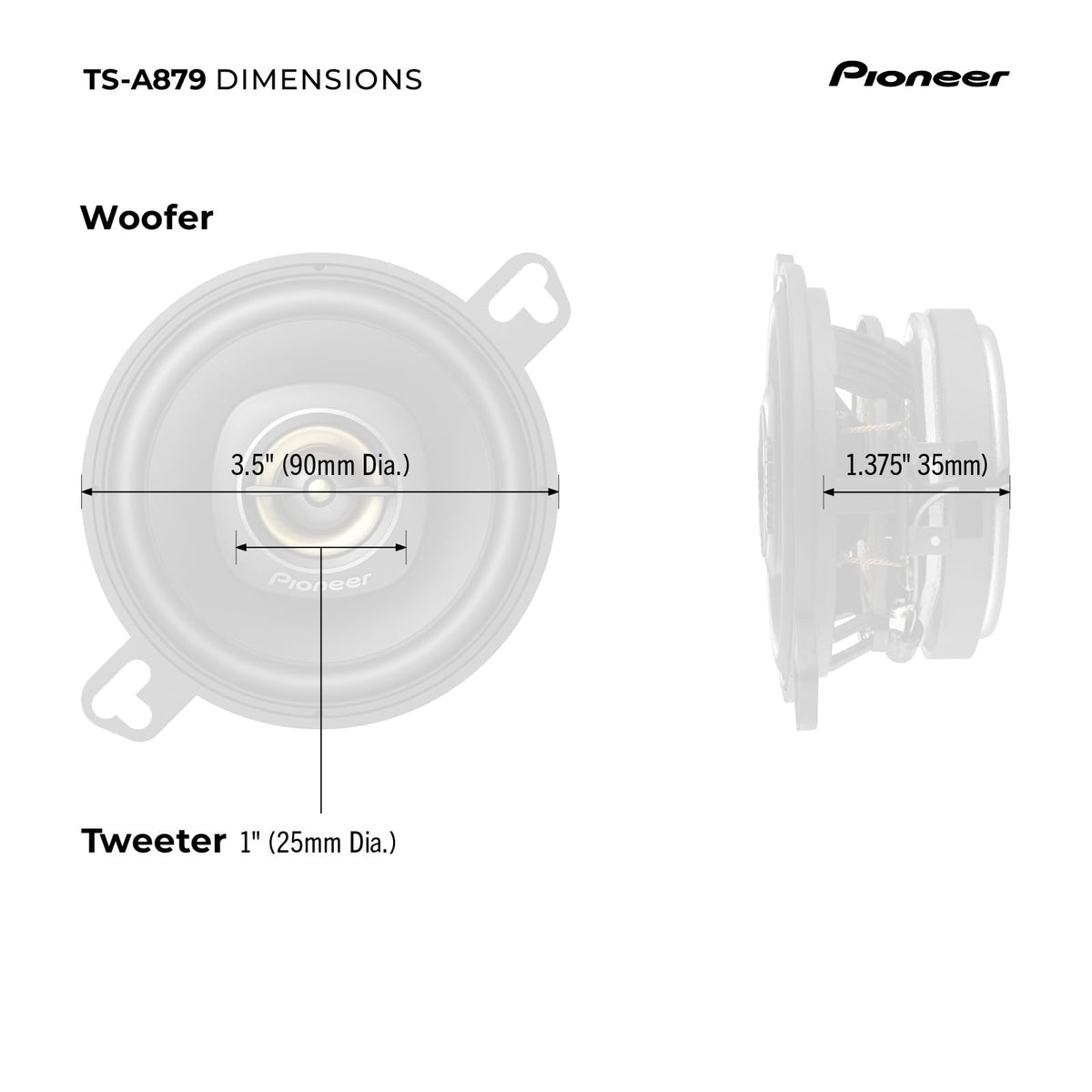 Pioneer TS-A879 installation guide image shows simple replacement steps.