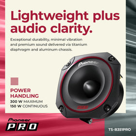 PIONEER TS-B351PRO 300W max power supports loud, dynamic listening sessions.