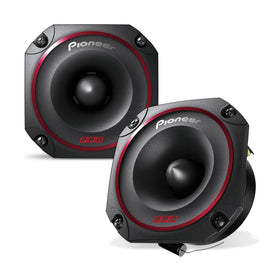 PIONEER TS-B351PRO bullet tweeters pair delivering crisp highs for dynamic car audio.