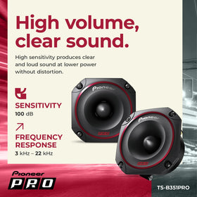 PIONEER TS-B351PRO continuous 150W rating sustains performance on long drives.
