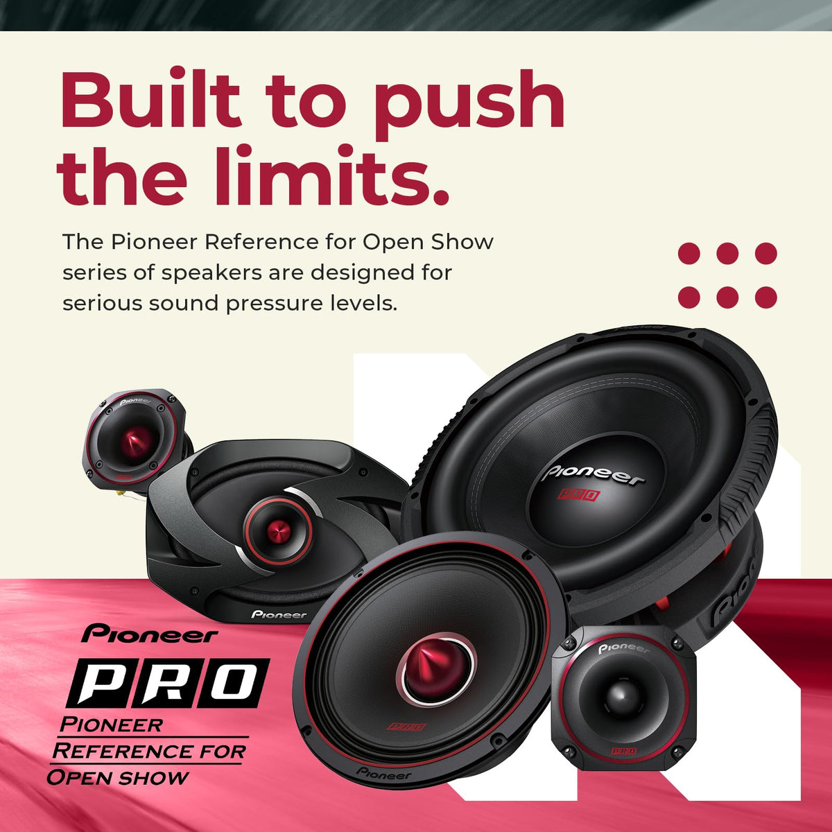 PIONEER TS-B351PRO titanium diaphragm enhances high-frequency clarity and detail.