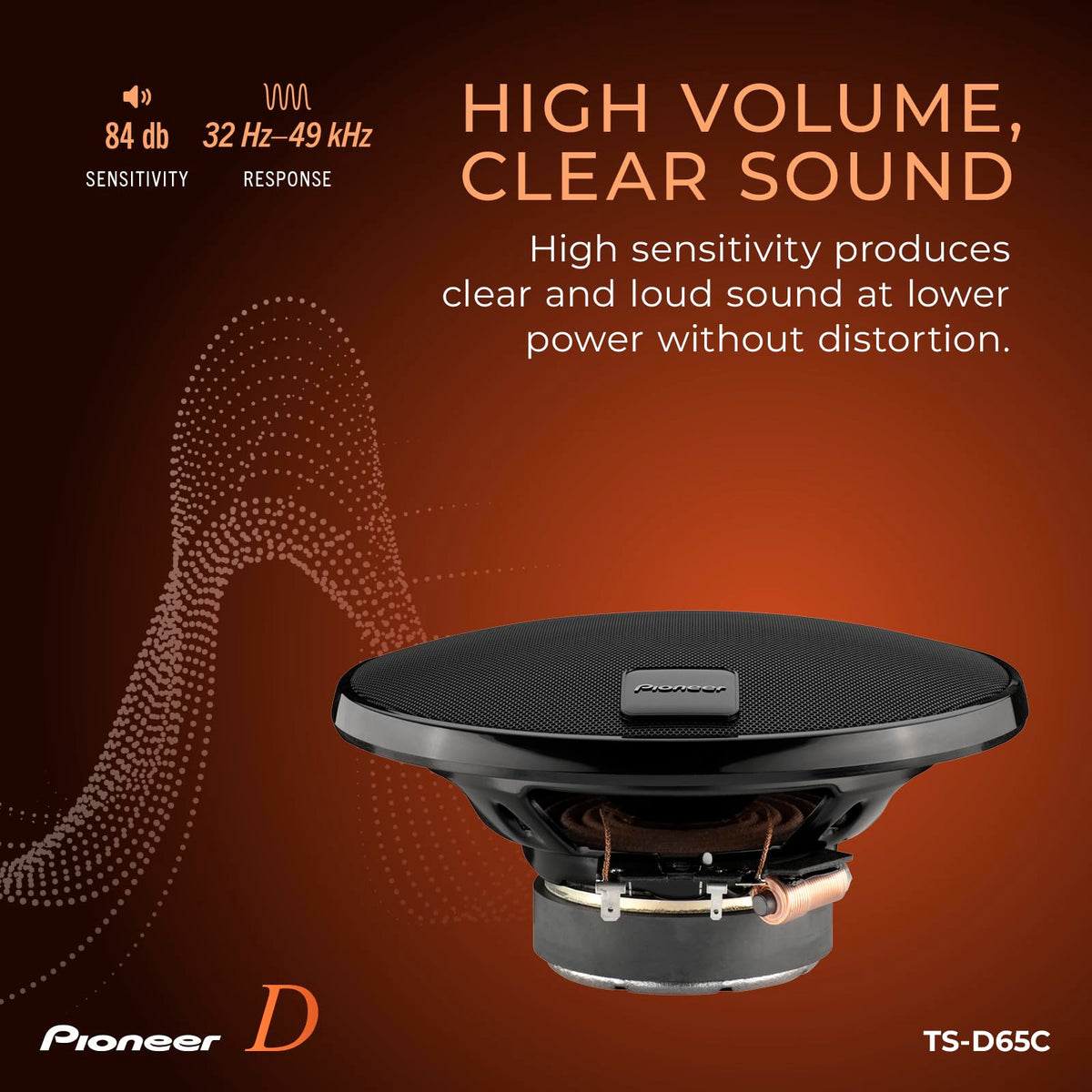 PIONEER TS-D65C bracket-mount option keeps tweeters discreet.
