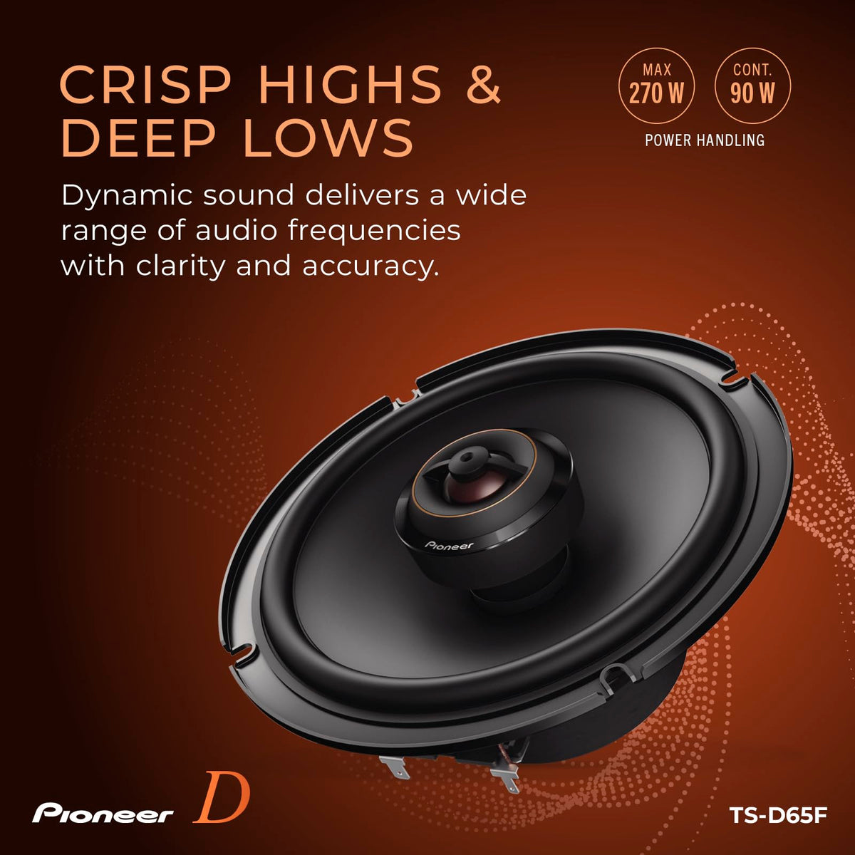 PIONEER TS-D65F 2-way design for clearer frequency separation