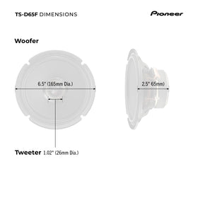 PIONEER TS-D65F wide 32 Hz–49 kHz range for rich music detail