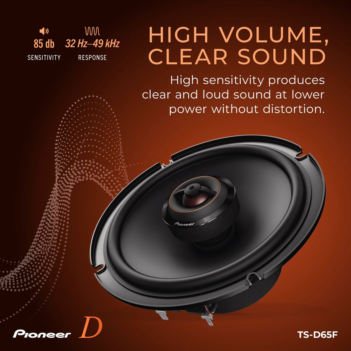 PIONEER TS-D65F handles up to 270W for dynamic listening