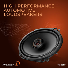 Pioneer TS-D68F grille-off demonstrates compact fit for factory upgrades.