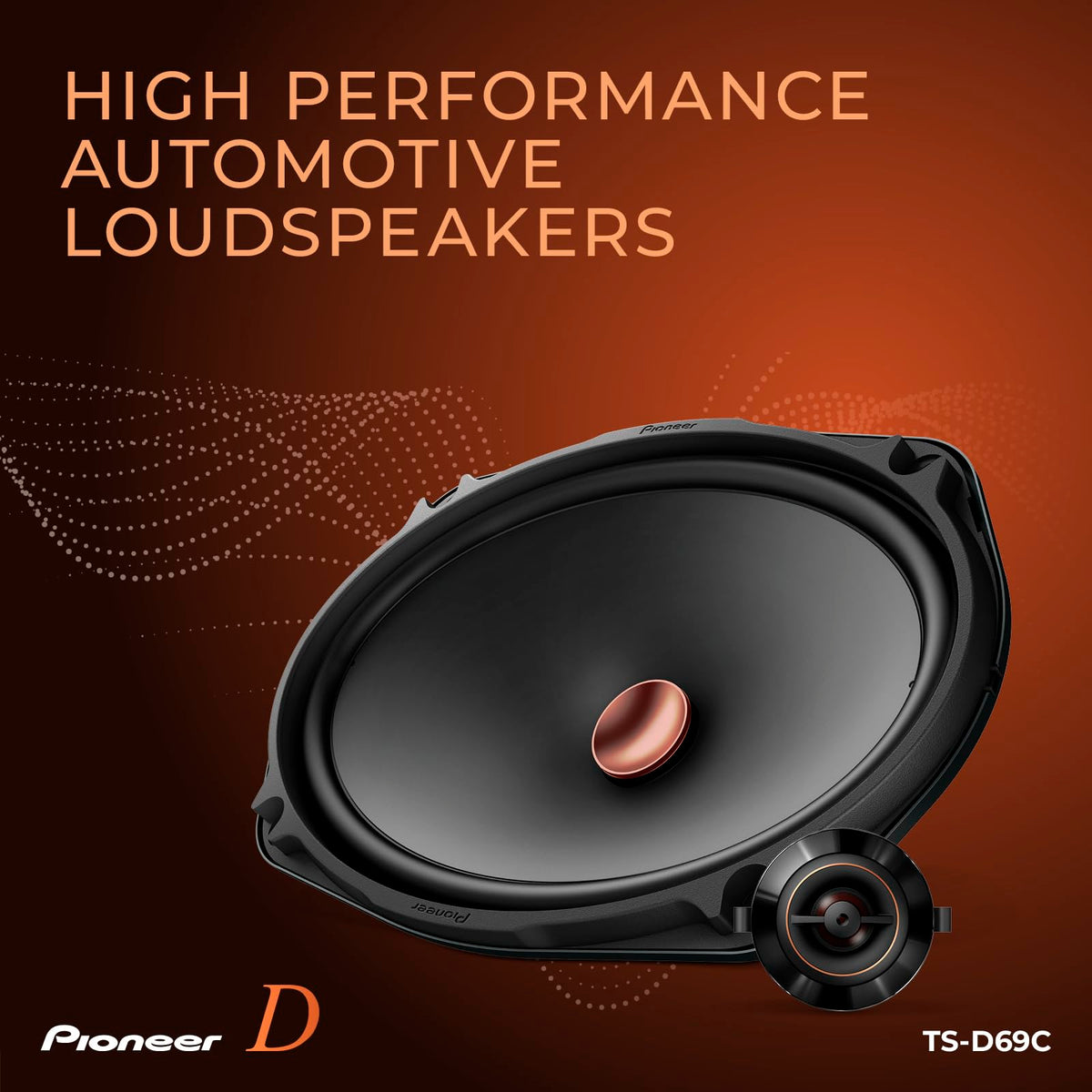 Pioneer TS-D69C tri-position kit enables flexible tweeter mounting.