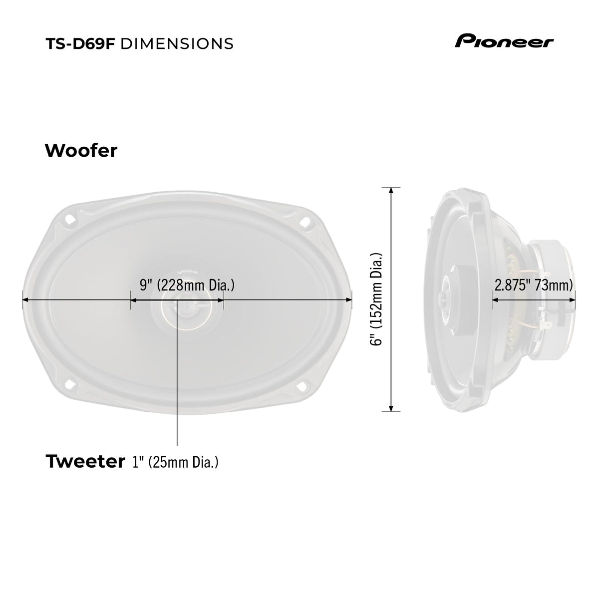 Pioneer TS-D69F in-dash installation scenario.