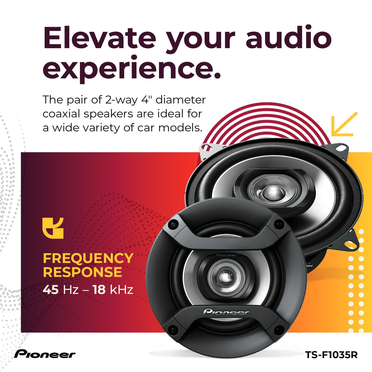 PIONEER TS-F1035R installed in car door demonstrating upgrade benefit