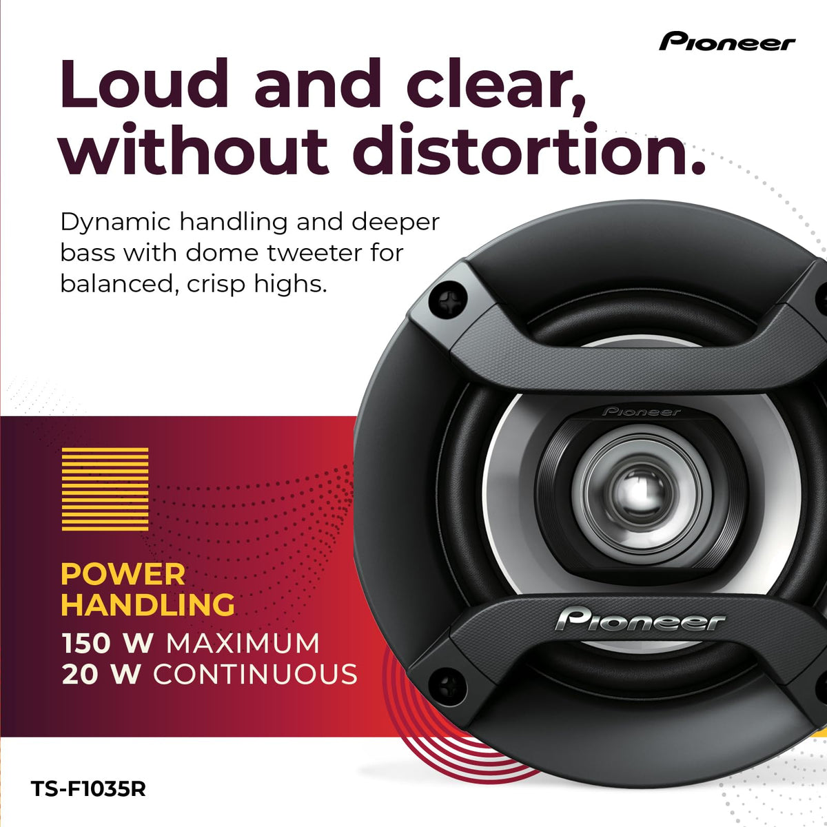 PIONEER TS-F1035R side profile showing shallow depth for easy install