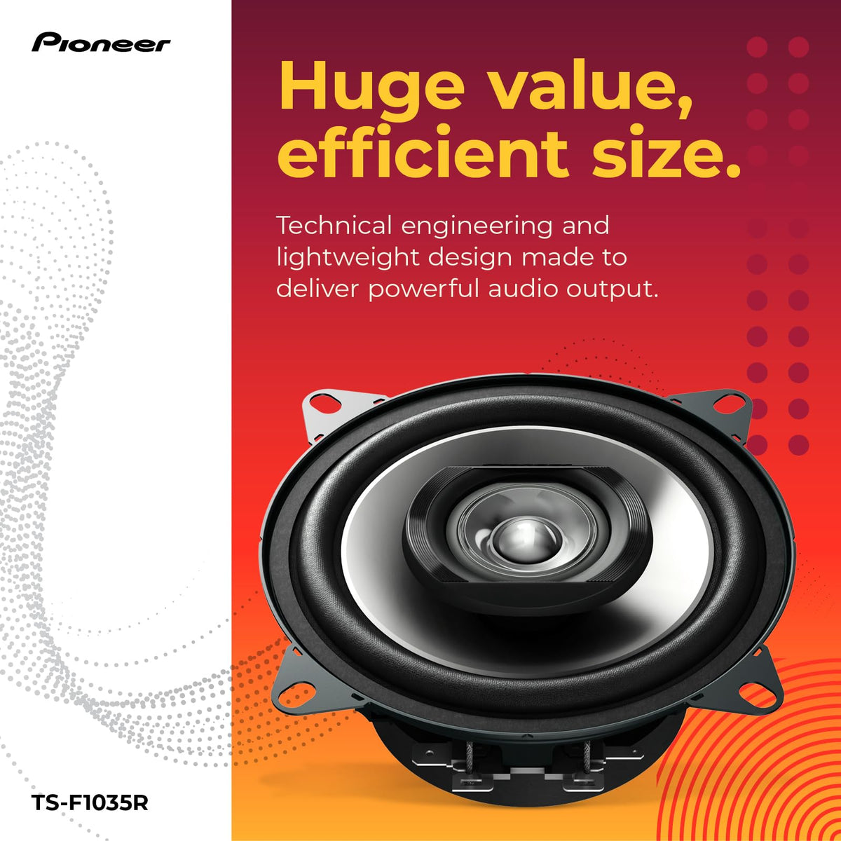 PIONEER TS-F1035R tweeter detail highlighting smooth treble response