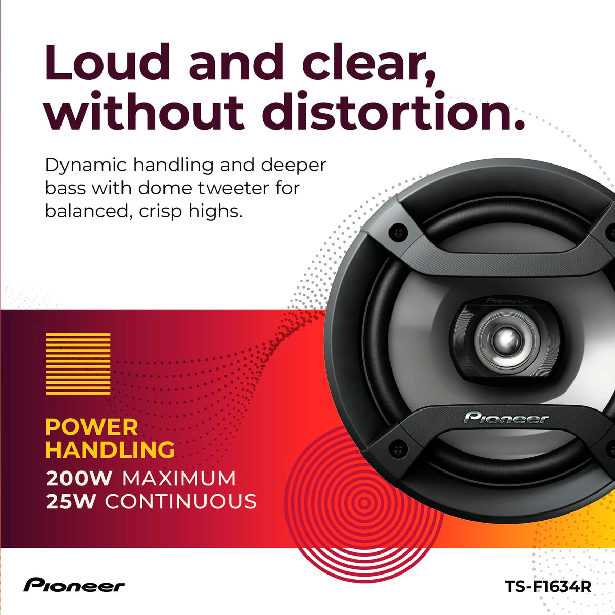 Pioneer TS-F1634R installed in car door demonstrating quick upgrade and fitment