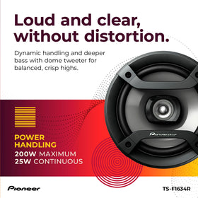 Pioneer TS-F1634R installed in car door demonstrating quick upgrade and fitment