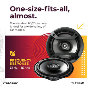 Pioneer TS-F1634R next to ruler for size and scale to confirm 6.5-inch fit