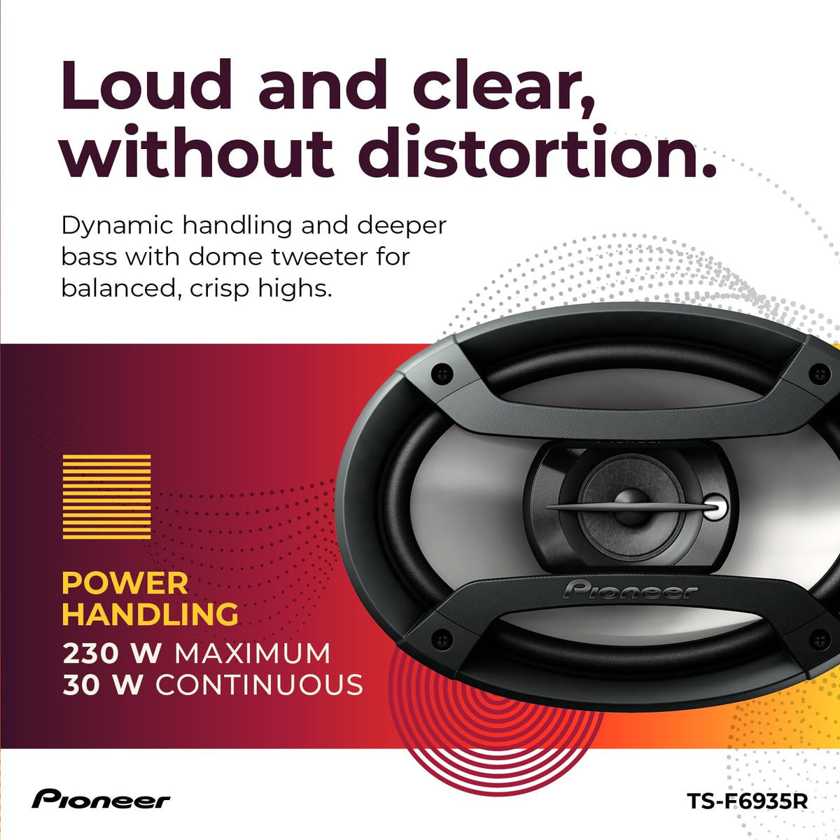 PIONEER TS-F6935R side profile flush mount for neat vehicle integration