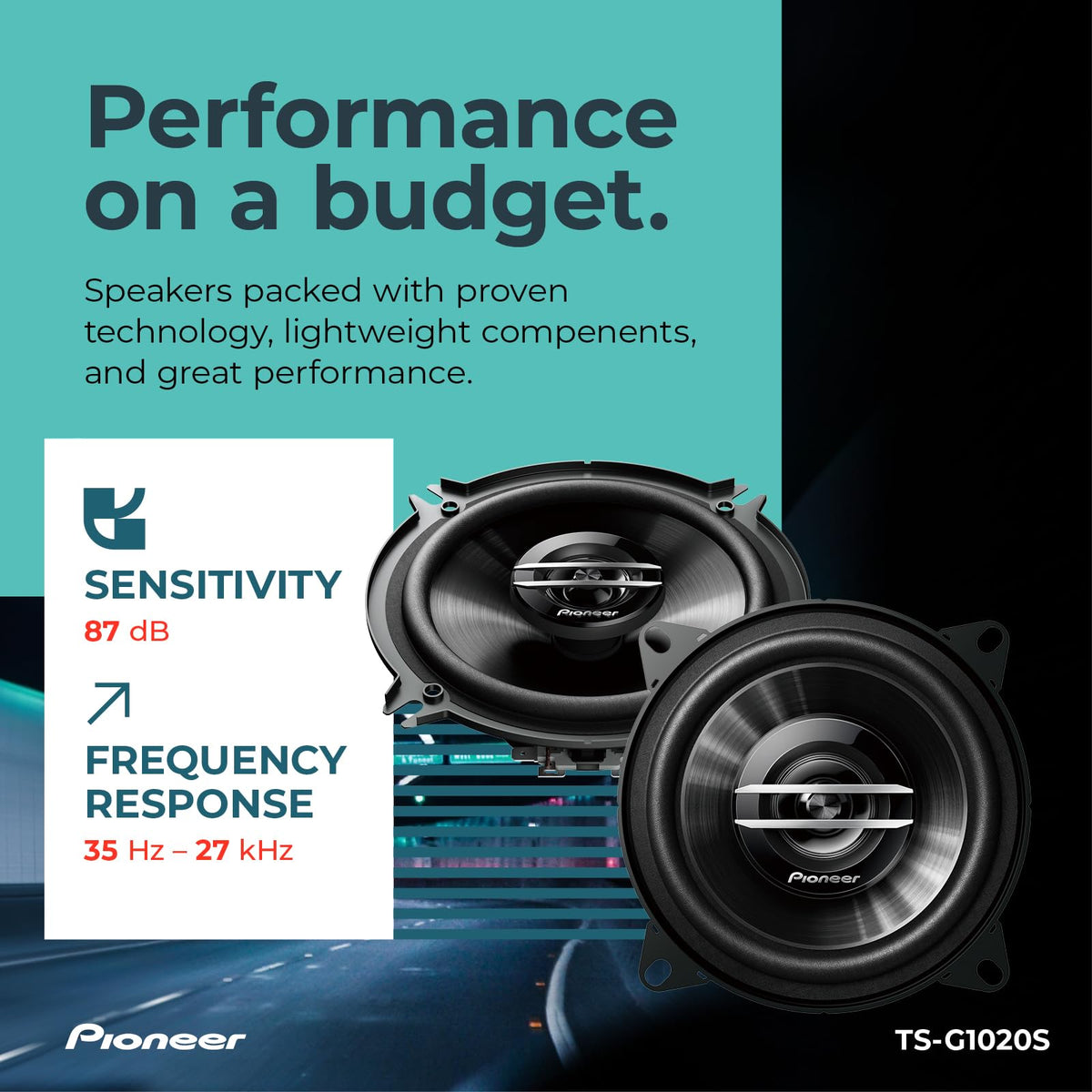 PIONEER TS-G1020S fitted in car door delivering clearer vocals and highs