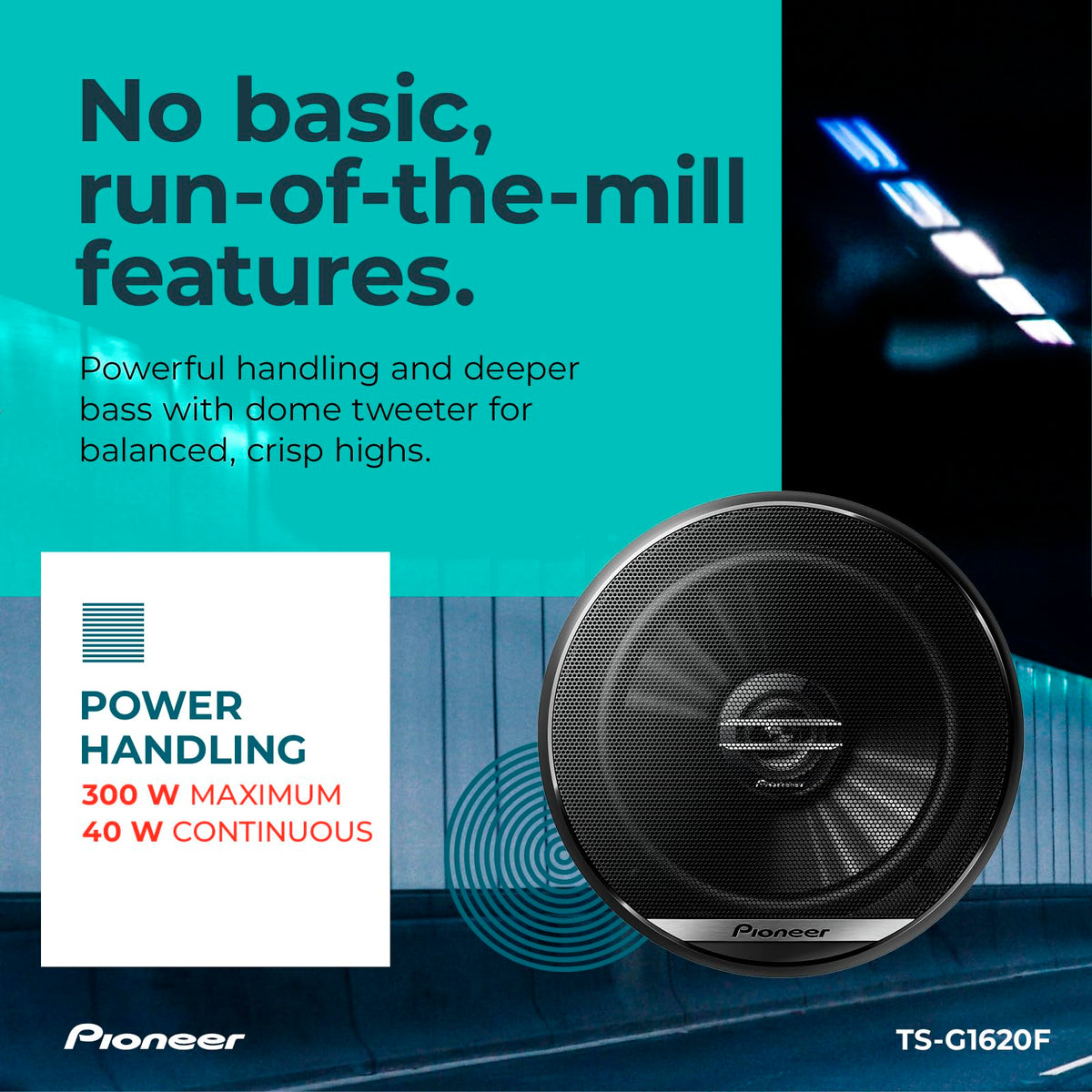 PIONEER side profile showing speaker depth for easy OEM fitment benefit