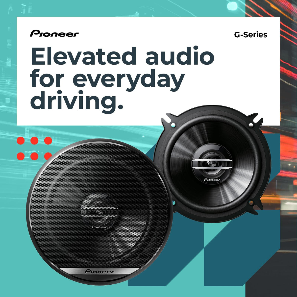 PIONEER woofer cone close-up highlighting cone material and improved mid-bass