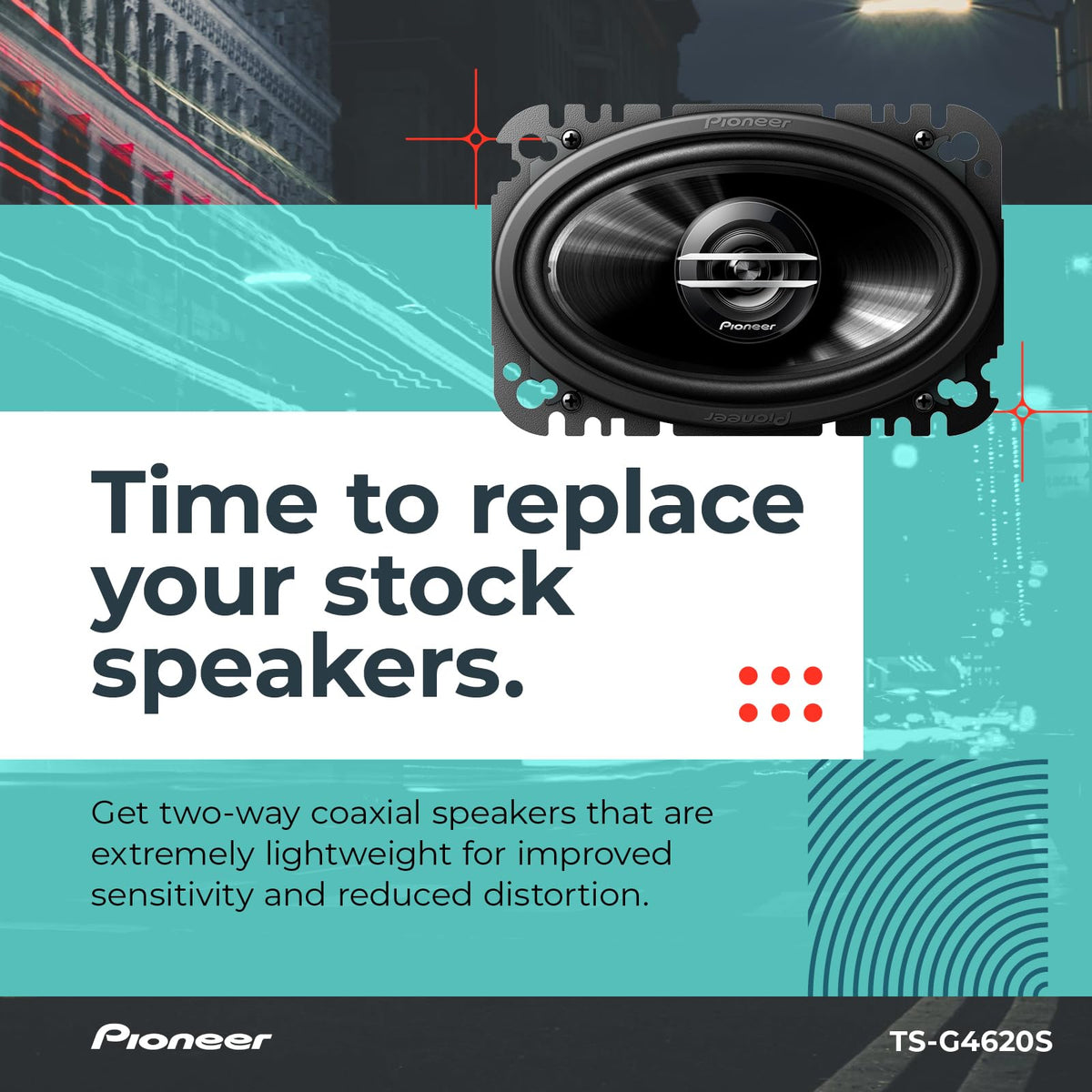 PIONEER tweeter detail focusing on treble driver for crisper high frequencies