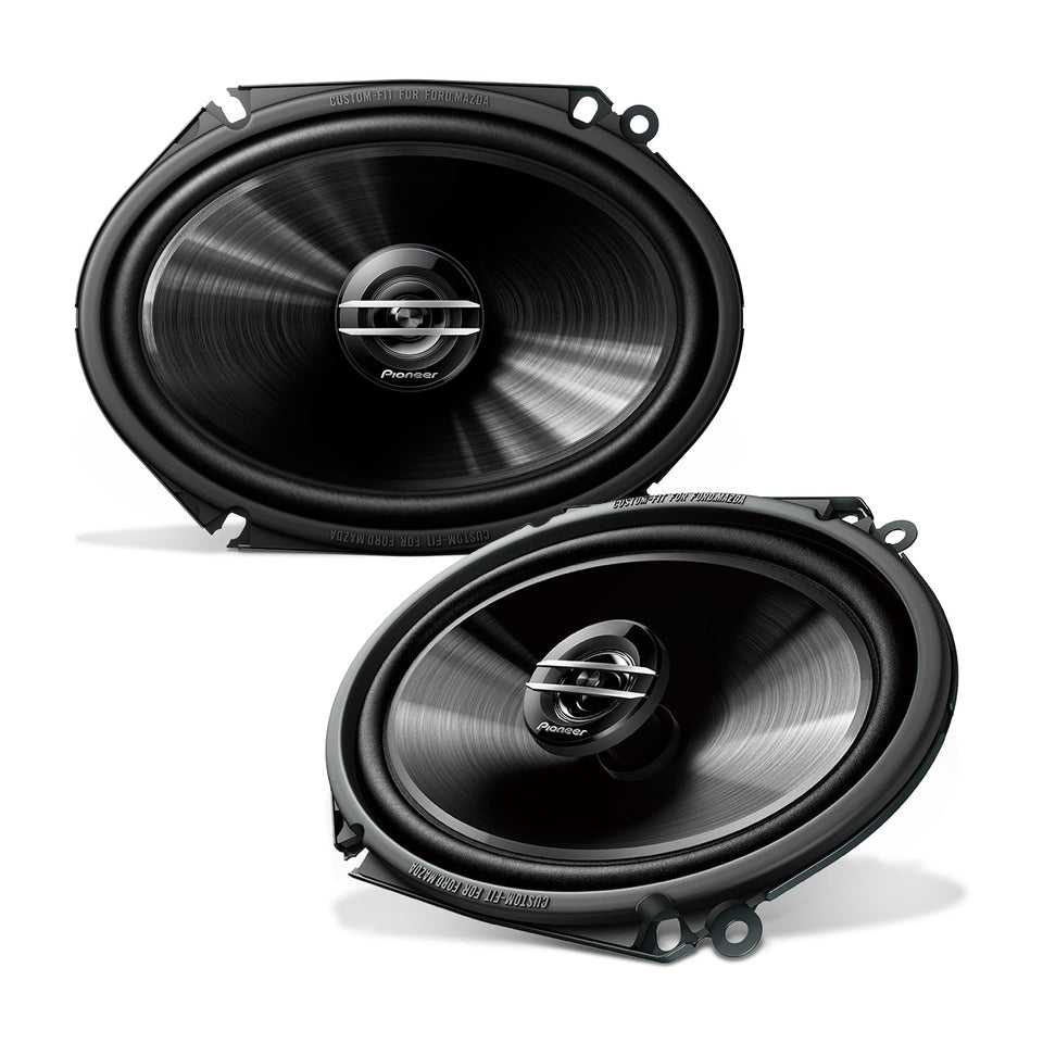 PIONEER front view of TS-G6820S speakers showing fit and finish benefits