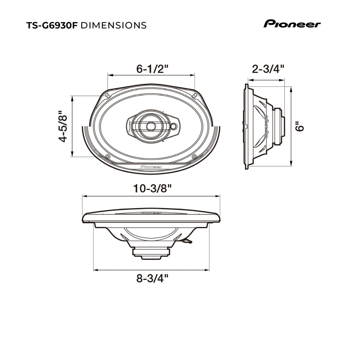 PIONEER TS-G6930F high-sensitivity 90dB for clear output at lower power.