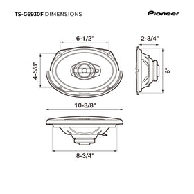 PIONEER TS-G6930F high-sensitivity 90dB for clear output at lower power.