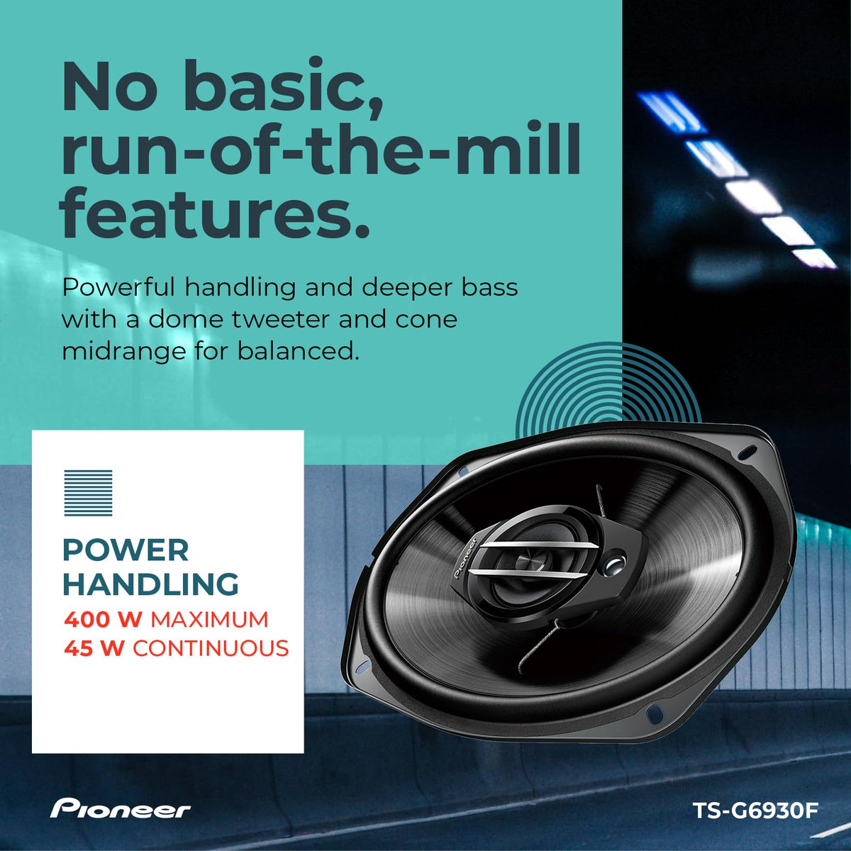 PIONEER TS-G6930F installation depth highlights easy install compatibility.