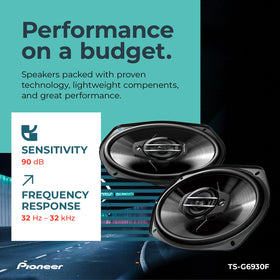 PIONEER TS-G6930F 400W max power spec ensures dynamic listening.