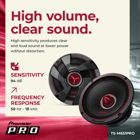 PIONEER TS-M651PRO mounting holes enable quick, secure installation.