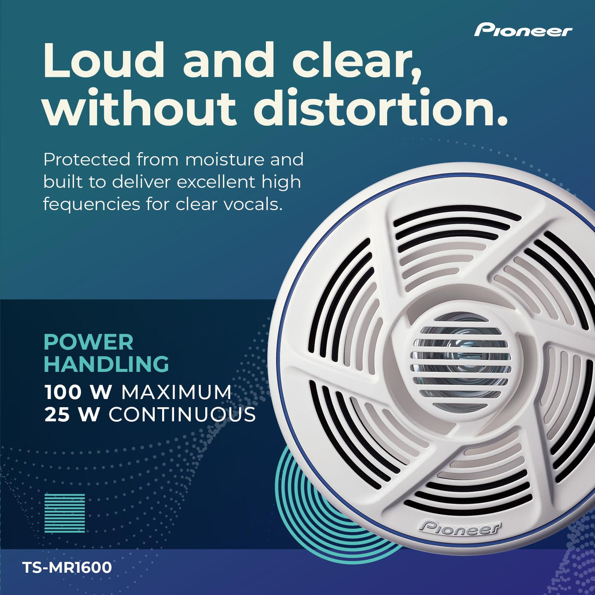 Pioneer TS-MR1600 waterproof materials showing durability against sun and spray