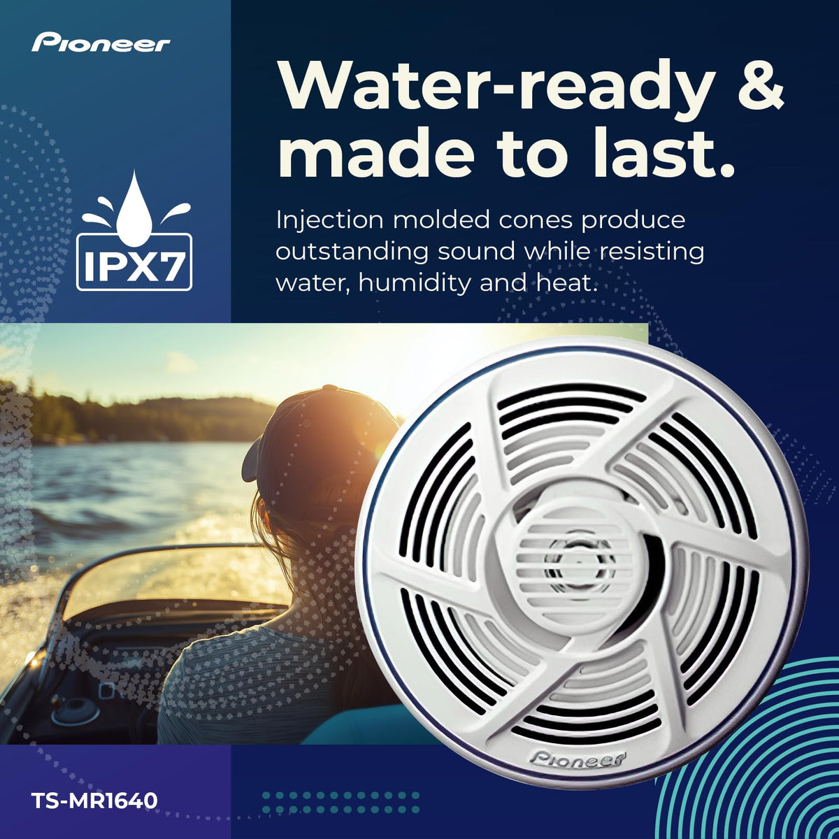 PIONEER TS-MR1640 6.5-inch coaxial design provides fuller sound on deck.