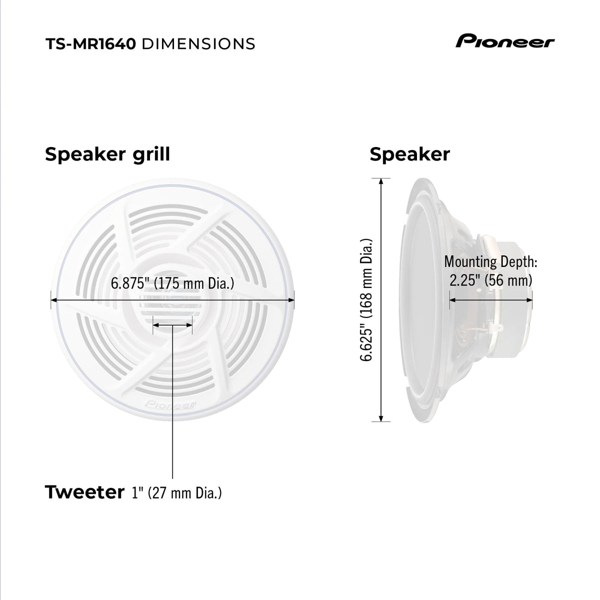 PIONEER TS-MR1640 rugged construction withstands salt spray and sun.