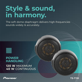 PIONEER TS-T110 wiring and mounting hardware included for easy installation