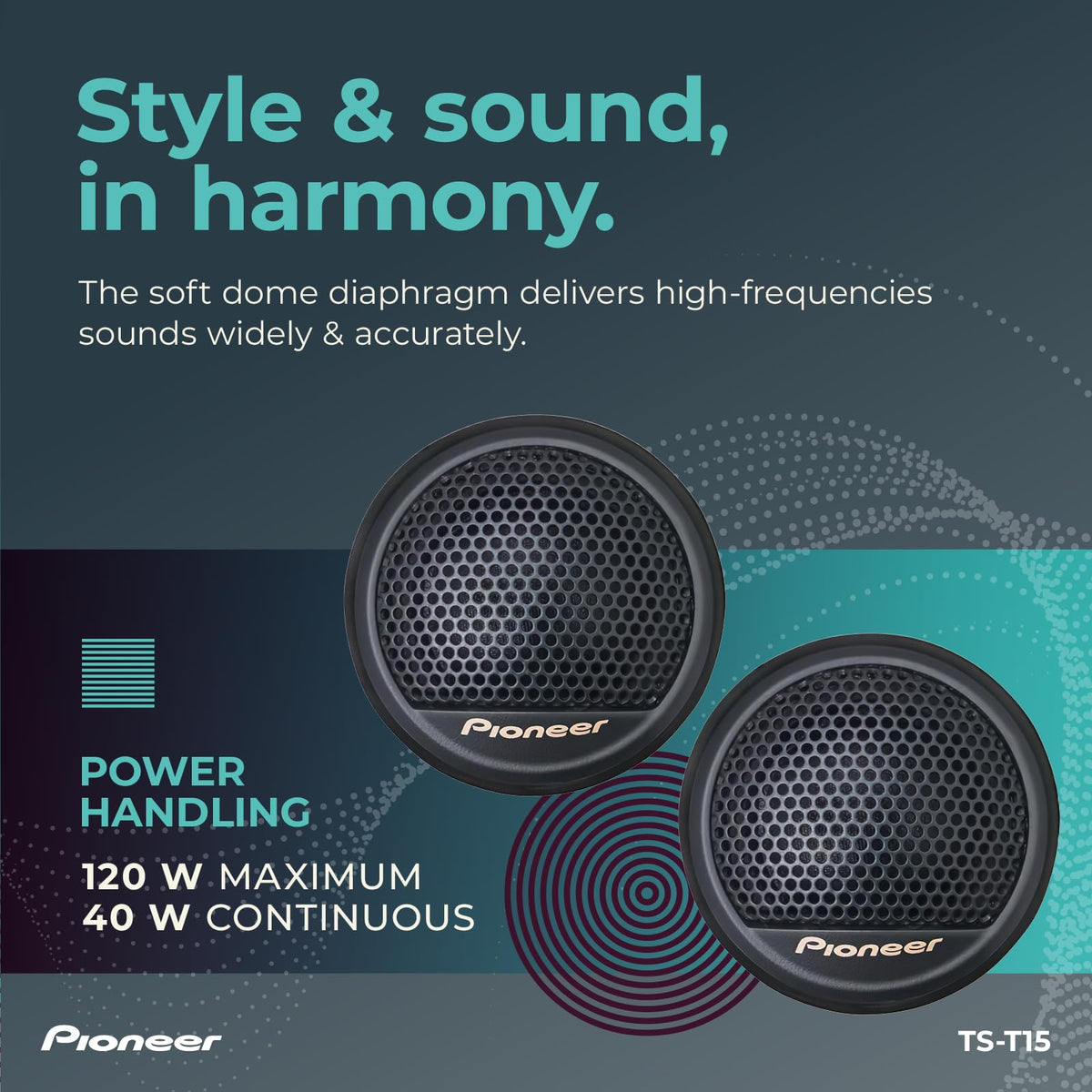 PIONEER TS-T15 included wiring and mounting hardware for quick, secure installation
