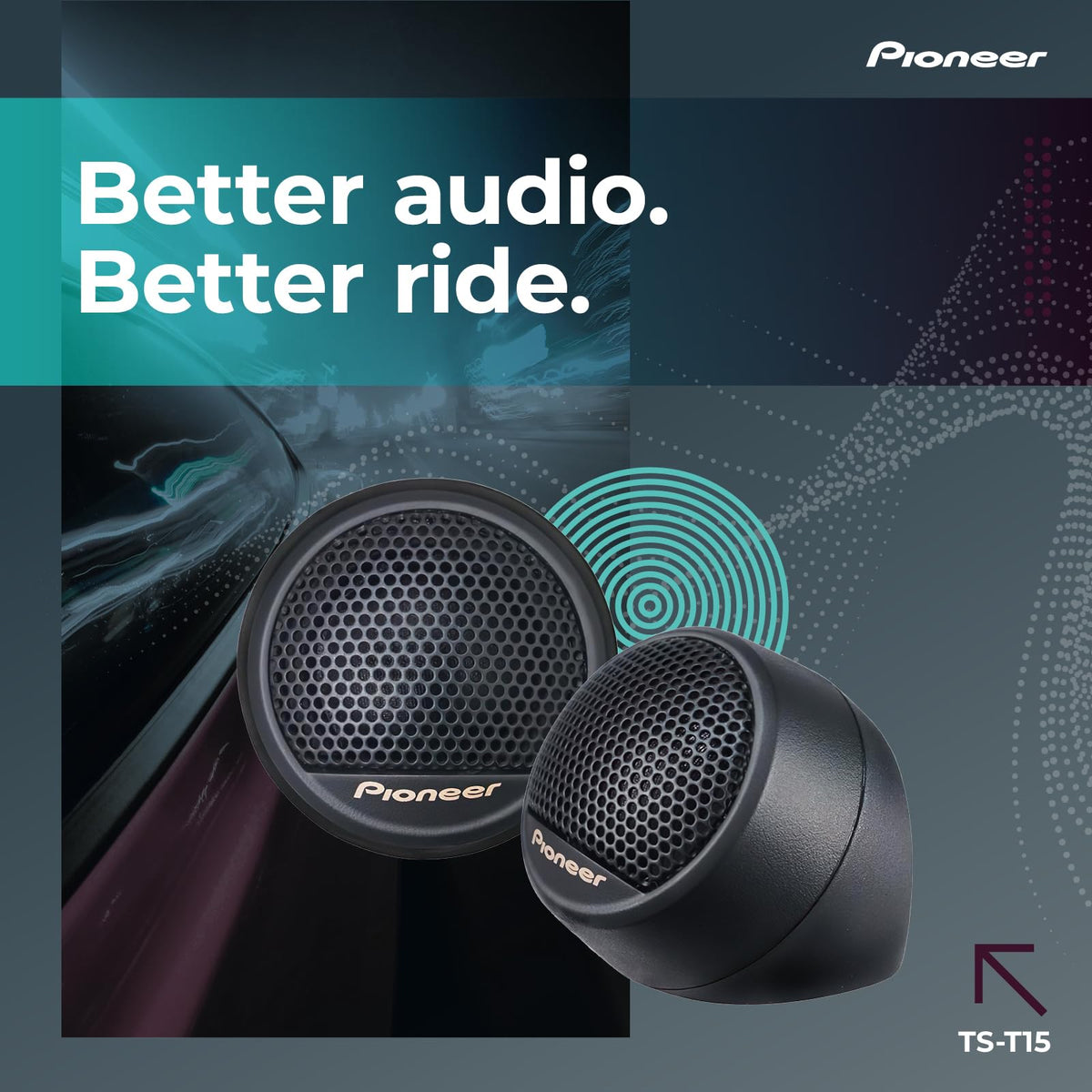 PIONEER TS-T15 soft dome close-up highlighting polyester diaphragm and smooth sound
