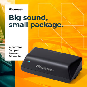 Pioneer TS-WX010A compact dimensions fit in the passenger footwell.