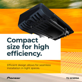 Pioneer TS-WX010A down-firing enclosure blends with your car interior.