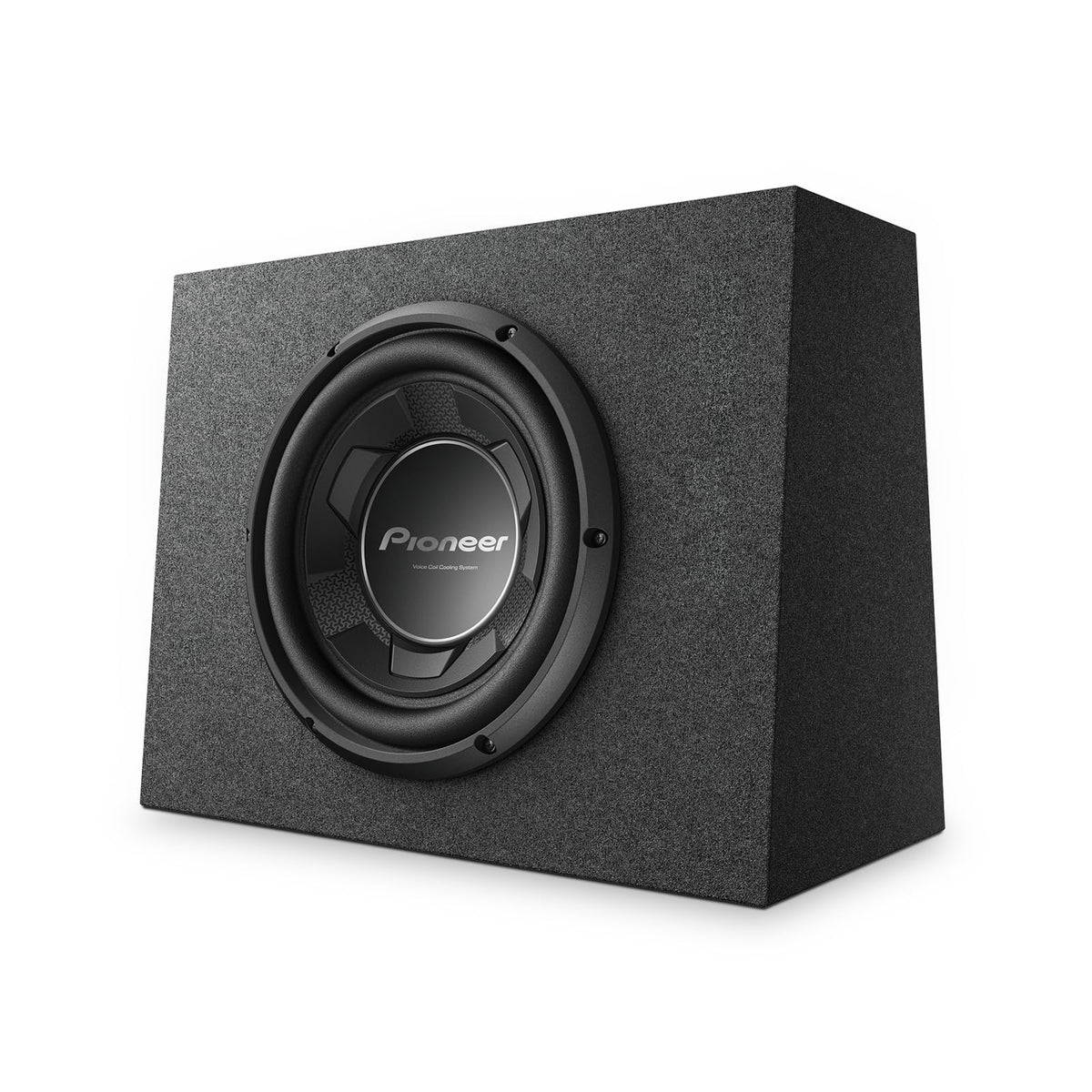 Pioneer TS-WX106B powerful bass in sealed enclosure boosts car audio.
